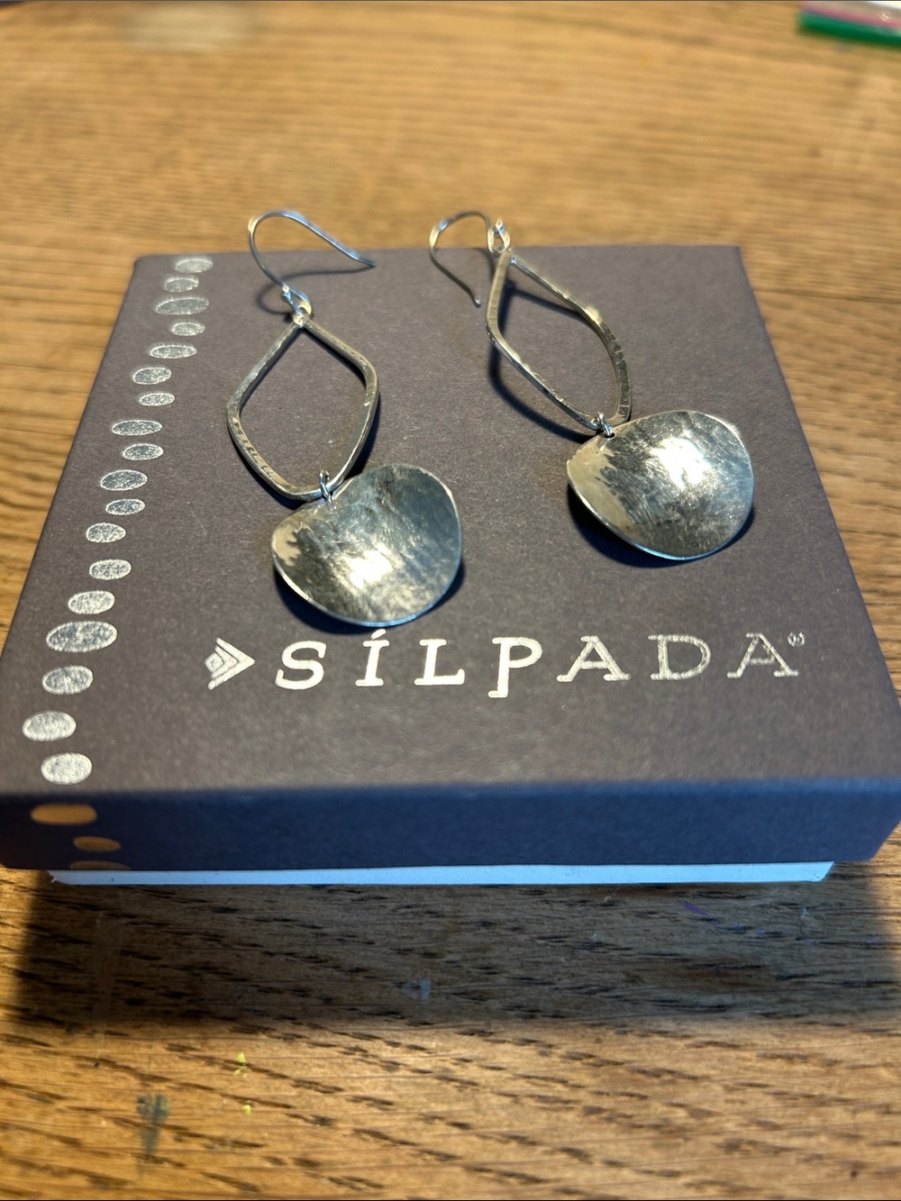 Silpada .925 Sterling Silver Textured Petal Dangle Earrings